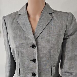 Calvin Klein Gray Blazer with Notched Lapels and Tailored Fit
